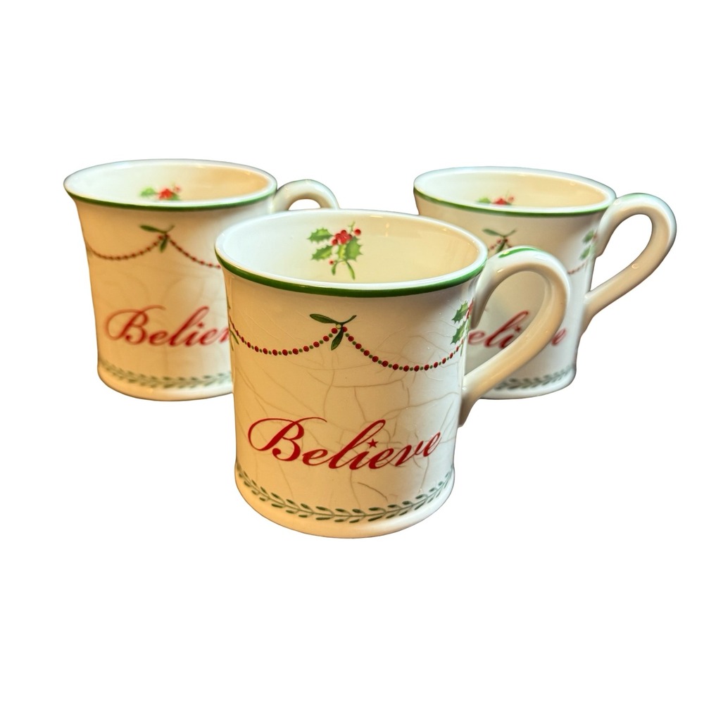 Spode Christmas Tree Believe Mug Set of 3 S3324-A10 Holiday Coffee Tea w/ Boxes